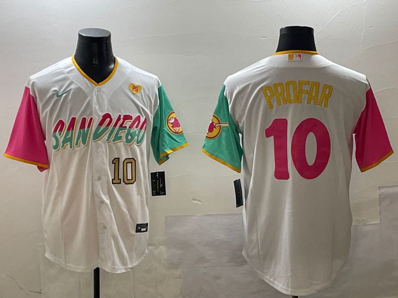 Men San Diego Padres #10 Profar White City Edition 2025 Nike MLB Jersey style 10->san diego padres->MLB Jersey